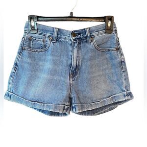 American Eagle Sz 0 Blue Light-wash Denim Cuff Short Summer Shorts